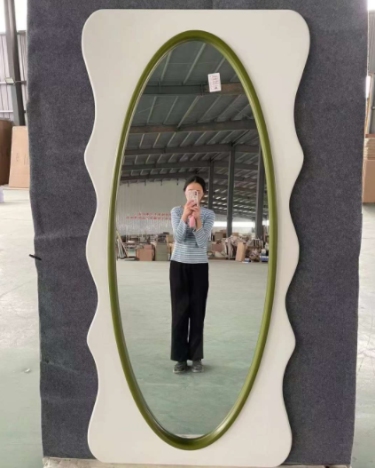 mixed color wooden framed mirror